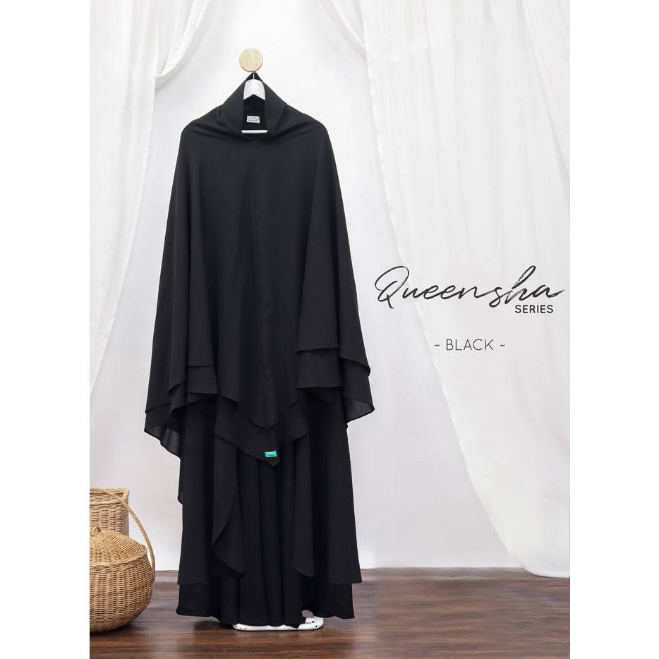 GAMIS SET QUEENSHA BLACK SERIES POLOS SYARI TERBARU BY MAHIRA INDONESIA