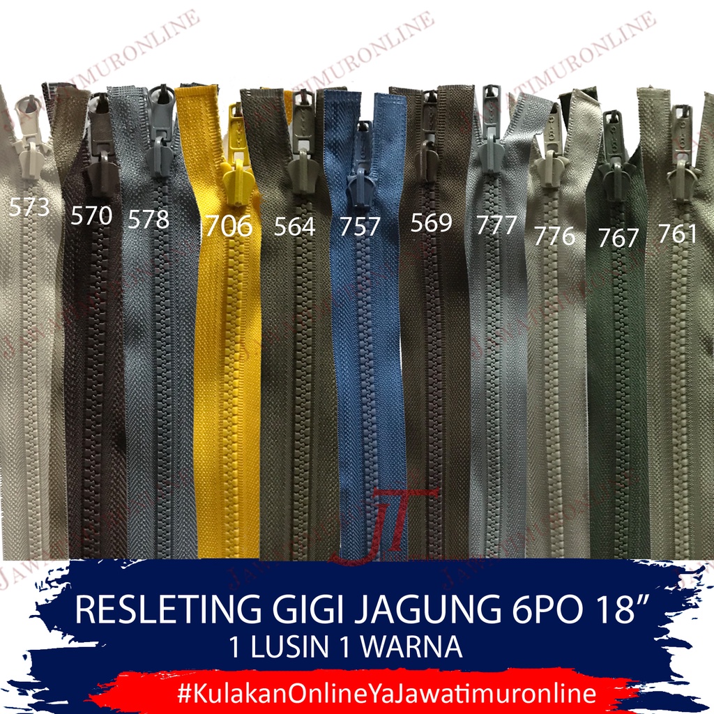 Risleting Jaket VISLON 6PO 45 cm per LUSIN - Resleting Jagung no 5