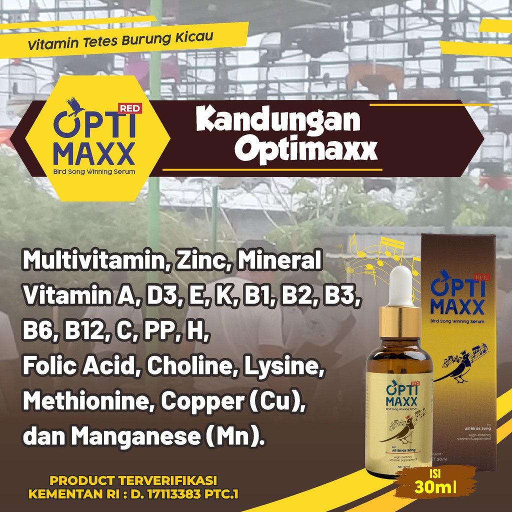 Paket Juara 2 Botol Optimaxx - Original Optimax Multivitamin Penggacor Gacor Burung Kicau Lovebird Murai Cucak Ijo Jalak Suren Love Bird ATP Masteran Antri Stres Burung Isi 30ml-3