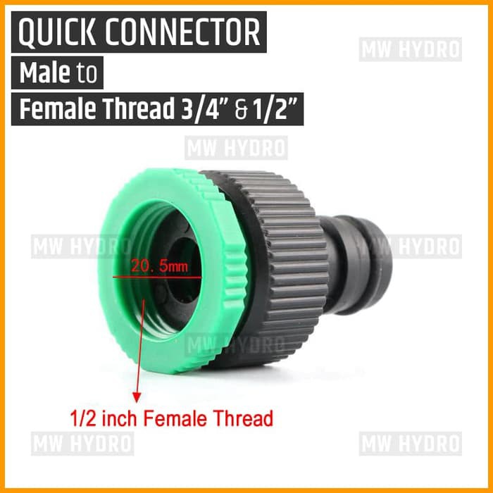 Quick Connector Male to Female Thread 3/4 &amp; 1/2 inch, Konektor Kerans