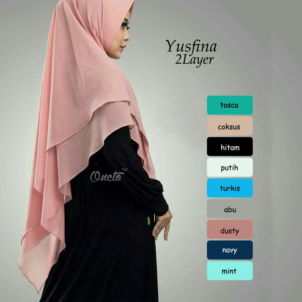 KHIMAR SYARI YUSFINA 2  LAYER  JILBAB  INSTAN  BERGO 