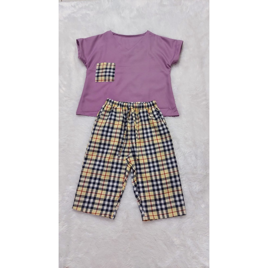 BAJU ANAK PEREMPUAN/SETELAN ANAK PEREMPUAN/MODEL TERBARU/setelan santai SETELAN COMBI KOTAK UMUR 7-1