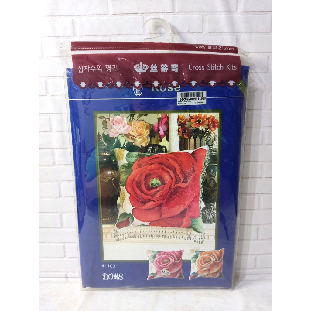 DISKON Paket DIY Craft Sulam Kristik DOME 41103 Pink Rose Bunga Mawar Merah