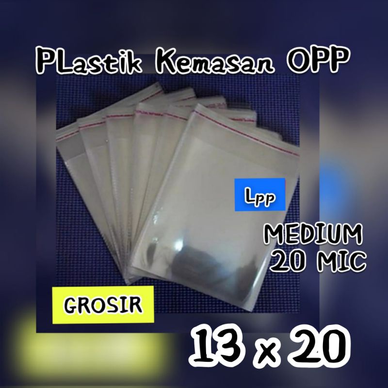 

Plastik OPP lem atas uk 13 x 20 cm ~ Medium 20 Micron.