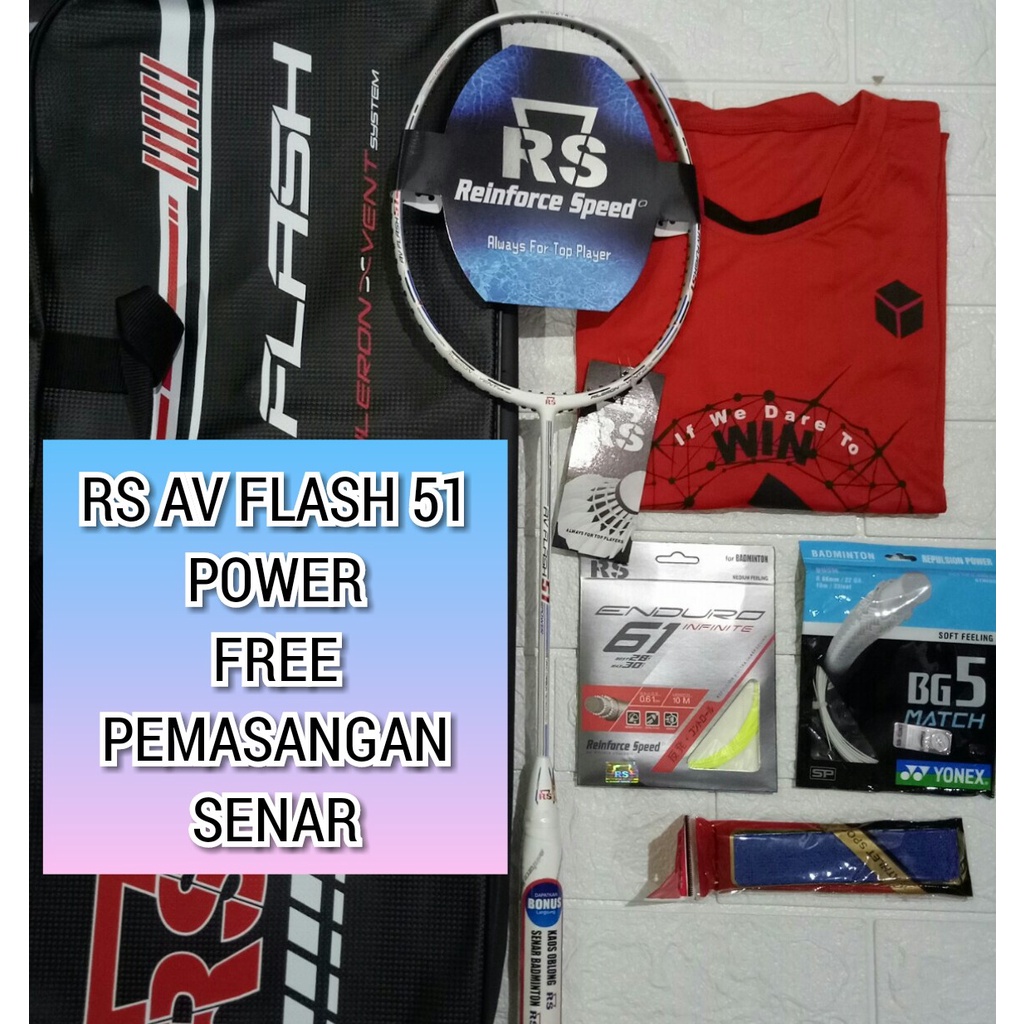 Raket Badminton RS AV Flash 51 POWER ORIGINAL FREE PEMASANGAN SENAR