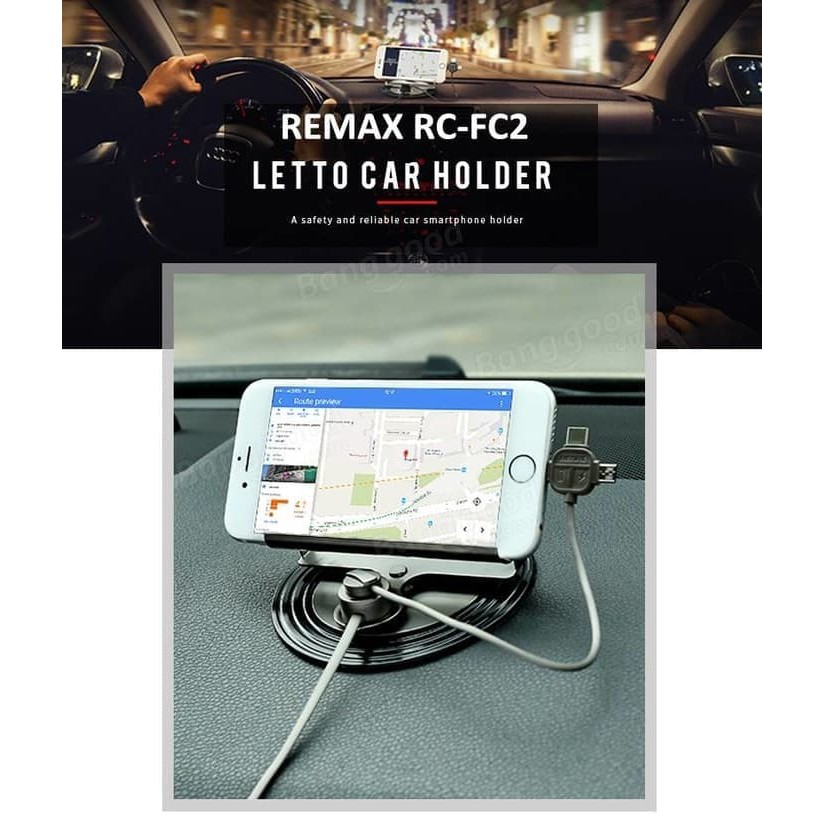 Remax Letto Car Holder 3 in 1 Lightning/MicroUSB/Type C | Cas Mobil