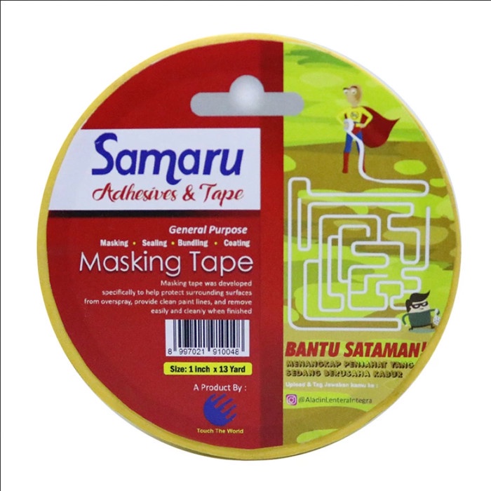 SAMARU Masking Tape Lakban Kertas Ukuran 1 Inch / 24mm X 14y Yellow