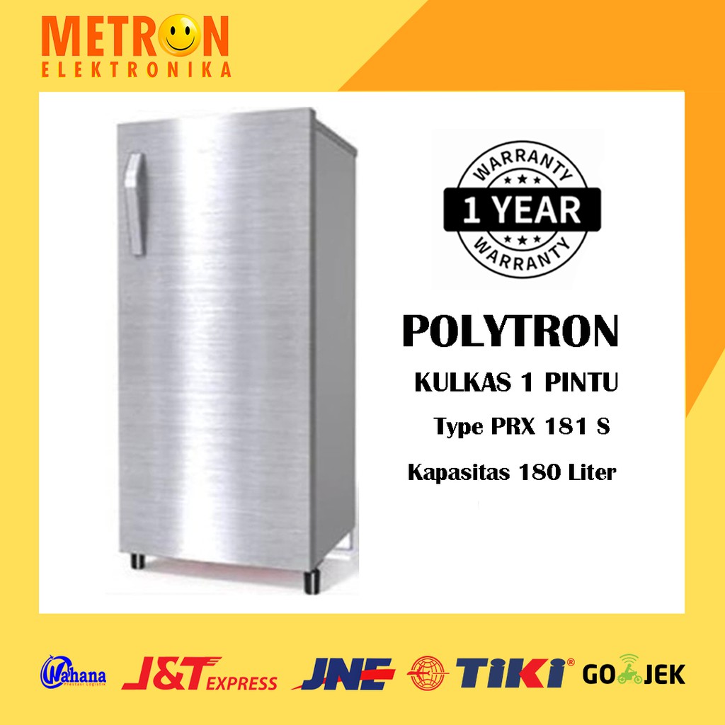 POLYTRON PRX 181 S SILVER METAL KULKAS 1 PINTU 180 LT LITER PRX181