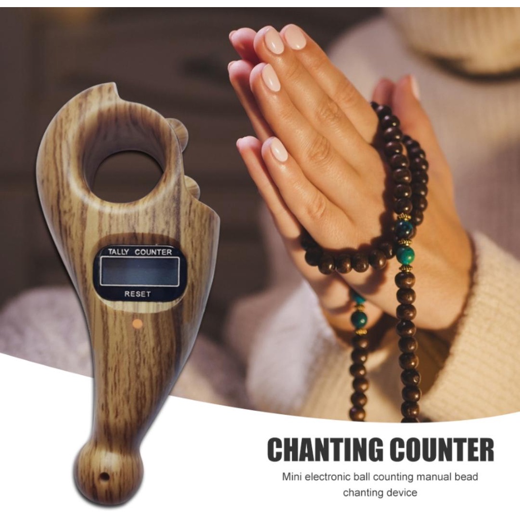 Tasbih Digital LED Kayu Manik Alat Hitung Motif Kayu Tally Counter Compas