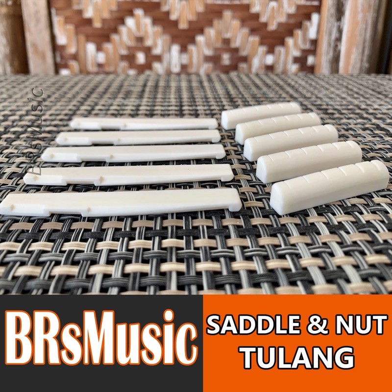 SATU SET Saddle dan Nut Tulang Untuk Gitar Akustik