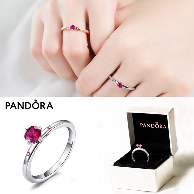 Pandora Cincin Sterling Silver 925 Desain Hati Hias Kristal Kubik Zirconia Untuk Wanita