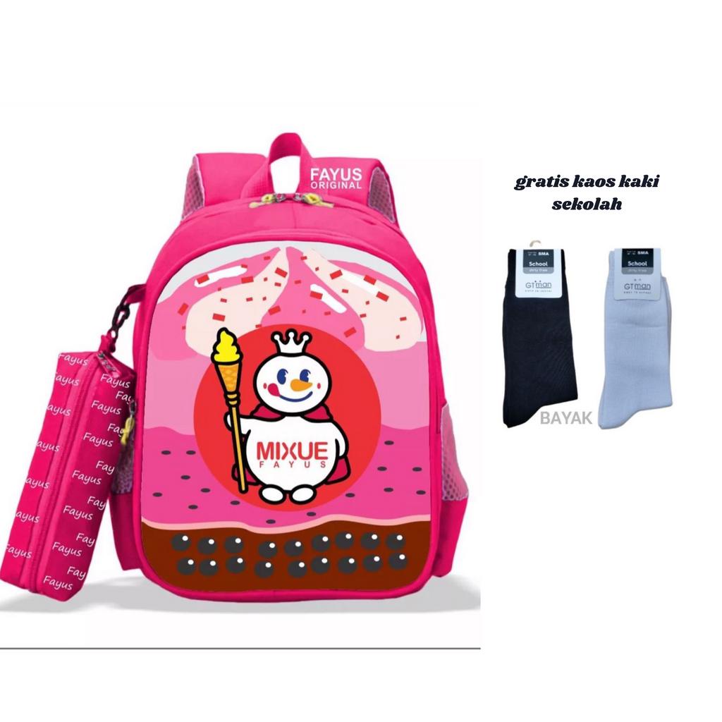 PREMIUM - tas ransel anak sekolah PAUD TK SD LAKI 2in1 PREMIUM VIRAL terbaru 2023 karakter ES KRIM MIXSUE terlaris bisa COD Gratis Kaos Kaki