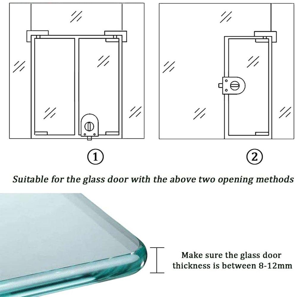 Kunci Pintu Kaca TOP Toilet Shop Keyless Anti Maling Single Bolt