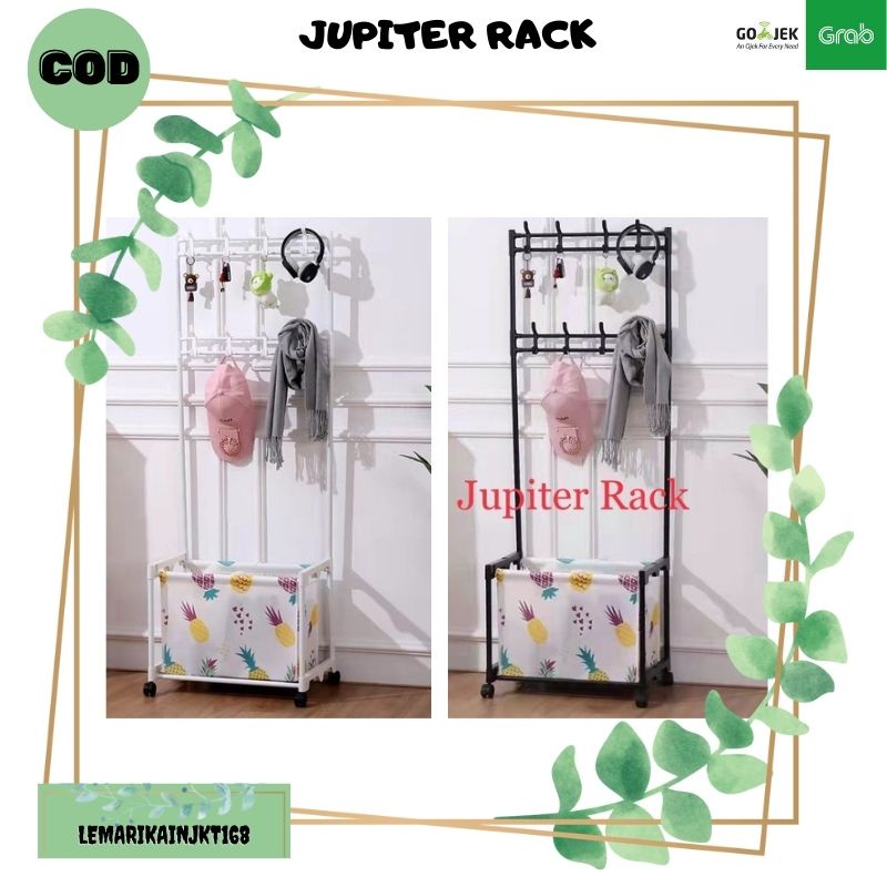 TERBARU SHENAR COD - JUPITER RACK - STAND HANGER DENGAN WADAH PENYIMPANAN- RAK GANTUNGAN RODA - RAK GANTUNG SERBAGUNA|RAK PENYIMPANAN|MULTIFUNGSI