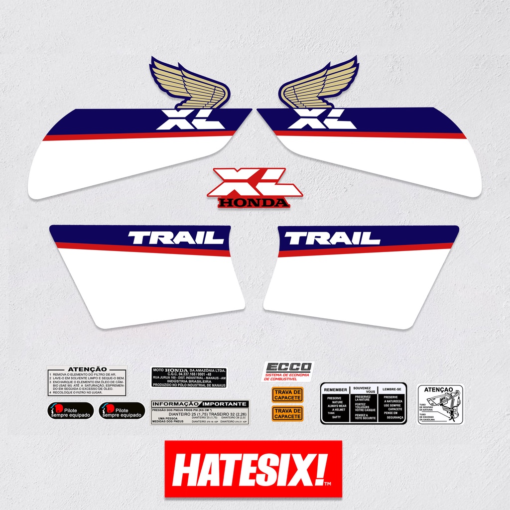 Sticker Decal Honda Xl 185 xl 125  1988 Brasil Version Hatesix