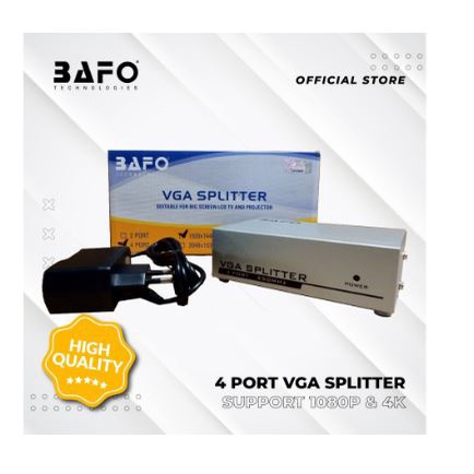 Vga splitter bafo 4 port 1440p 250Mhz FHD adapter a5-0003b9-001 - D-sub 15 pin cabang 1-4 slot adaptor