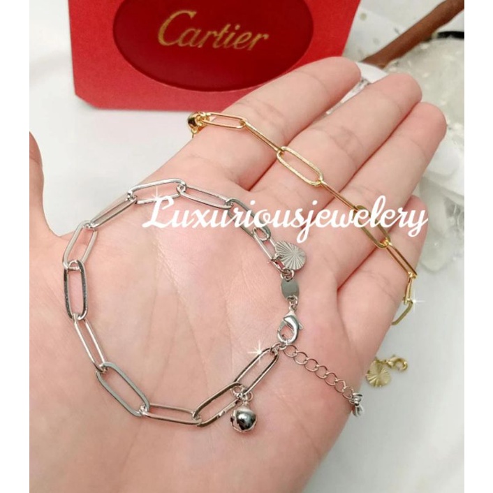 Kalung /gelang paperclip Rhodium premium Quality