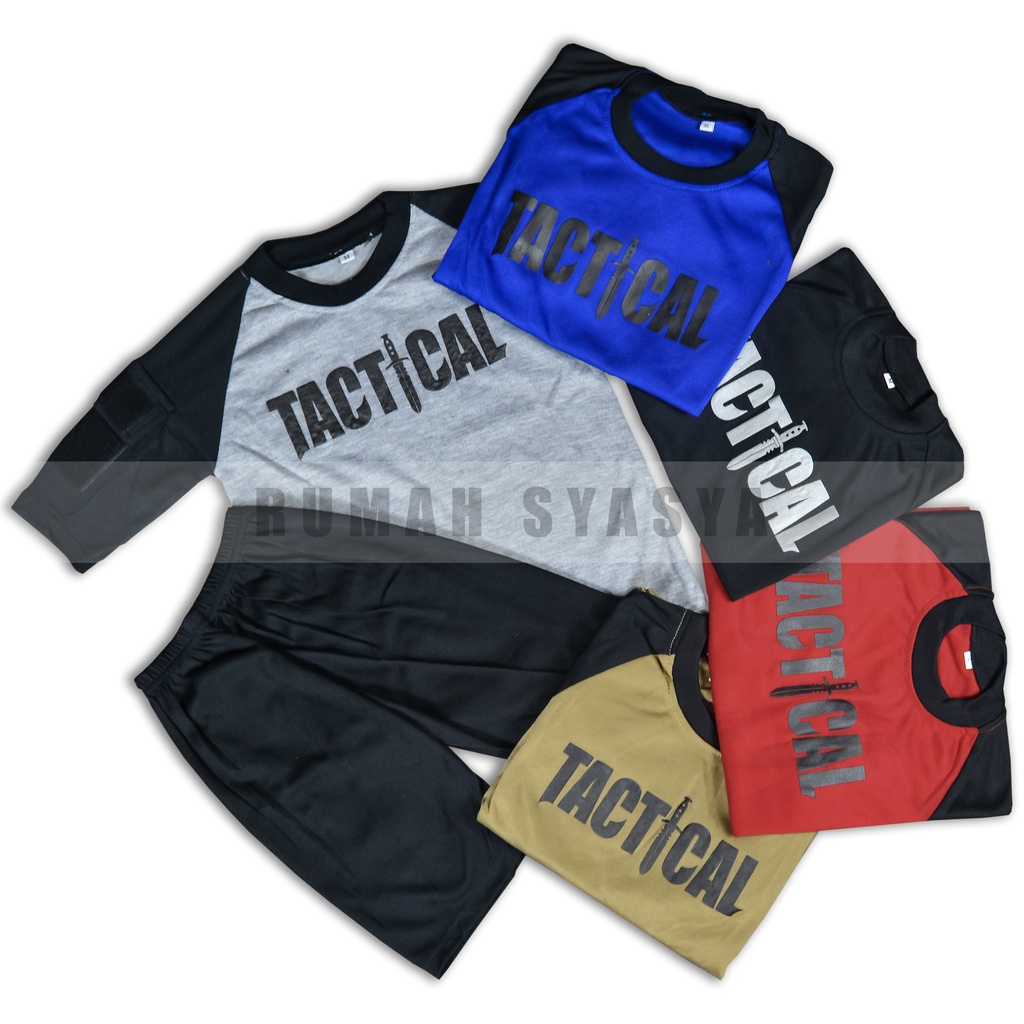 Setelan Baju Kaos Training Anak KIDS ARMY TNI-AD Bahan Double 30S Piyama Loreng Tentara Polisi Tacti
