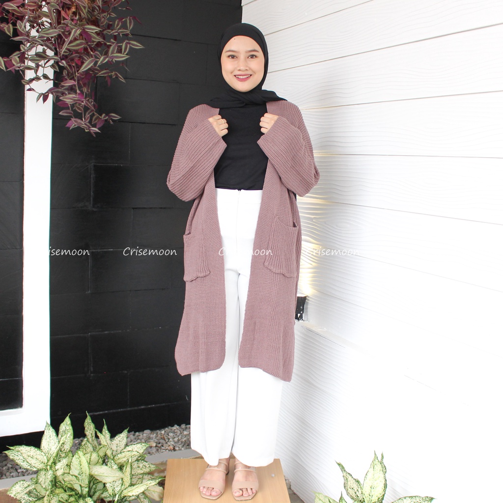 Long cardigan rajut oversize / cardigan Rajut panjang / Cardigan Rajut Longcardy Oversize Tebal-3