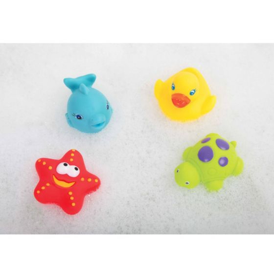 MAI252 MAINAN MANDI PLAYGRO FLOATING FRIENDS BATH FUN AND STORAGE SET isi 4