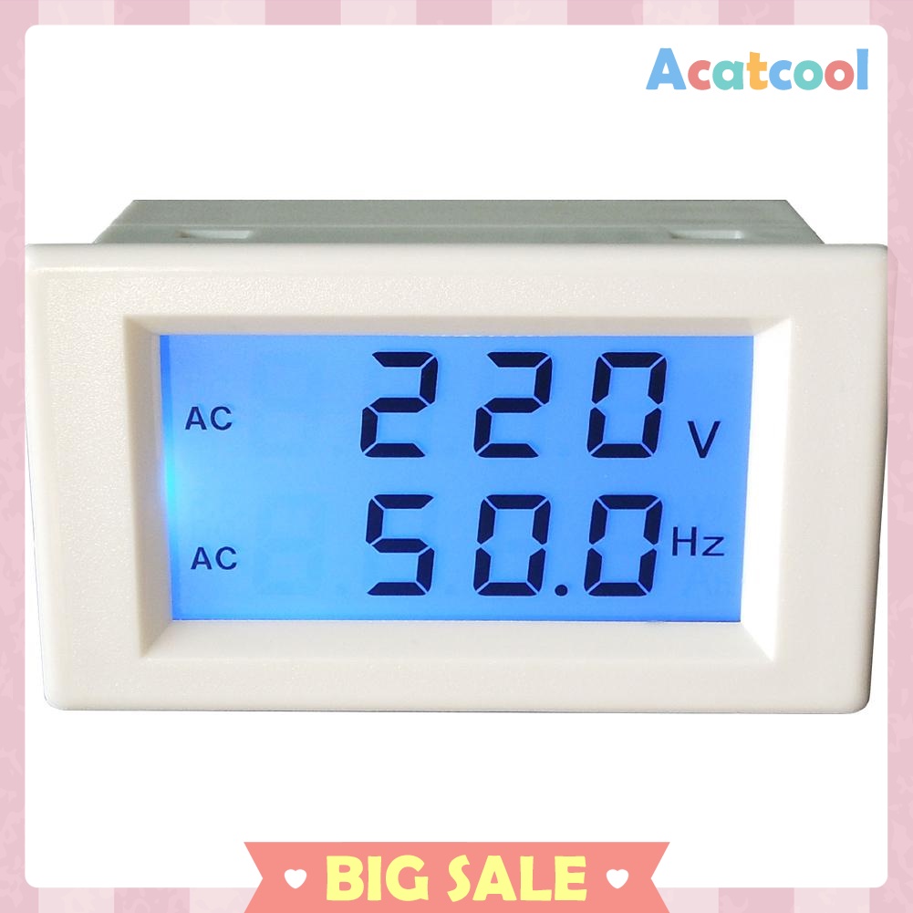 LCD Digital Dual Display AC 150- 500V Voltmeter 45- 65Hz Frequency Meter