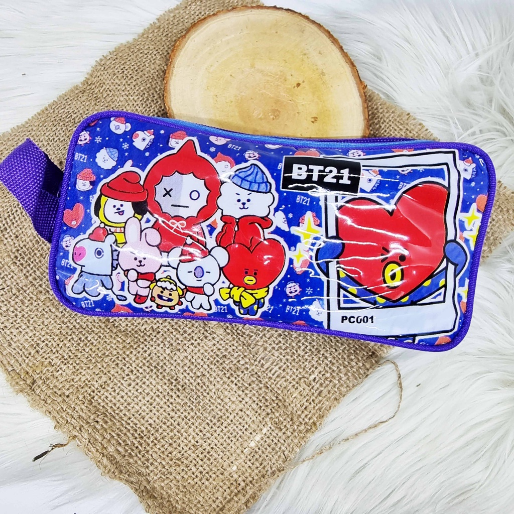 TEMPAT PENSIL ALAT TULIS MOTIF KARAKTER KARTUN BT-21 LUCU / KOTAK PENSIL RESLETING / PENCIL CASE