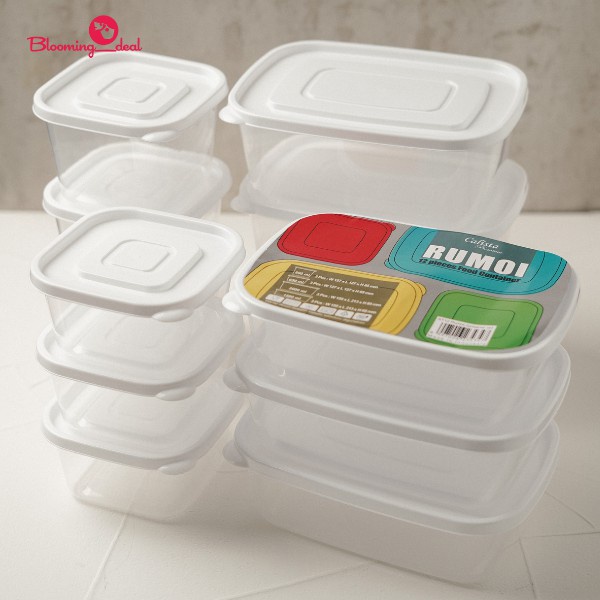 FOOD PREPARASI CALISTA RUMOI PUTIH BENING TRANSPARAN 12 PCS WADAH PENYIMPANAN MAKANAN TEMPAT BUMBU DAPUR SET LUNCH BOX FOOD CONTAINER SET TOPLES KULKAS SET STORAGE BOX FOOD CONTAINER FOOD PREPARATION FOOD STORAGE SET