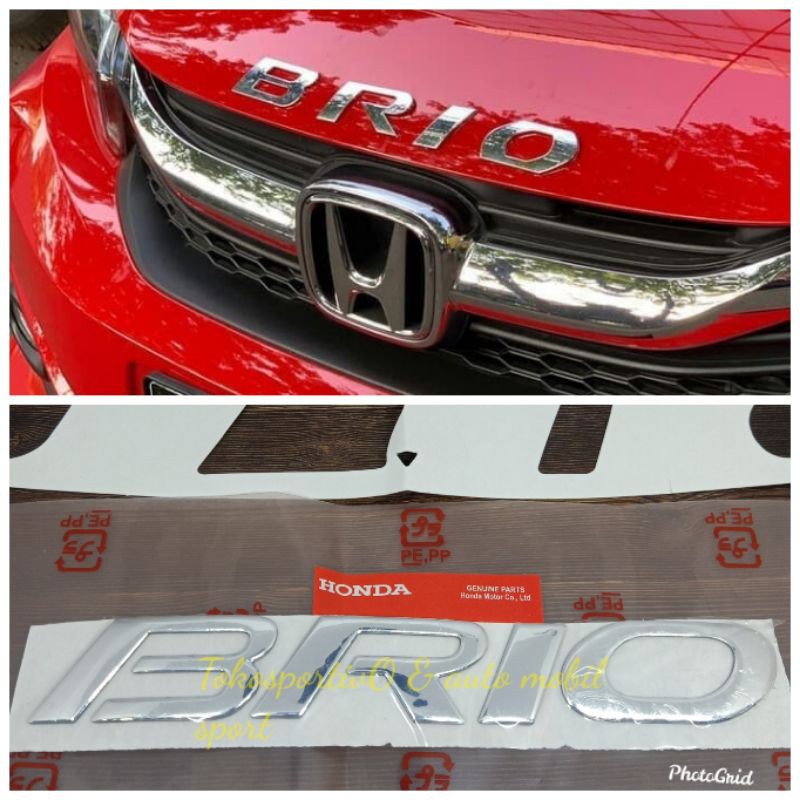 Logo Emblem tulisan stiker Huruf kap mesin Depan krom Honda Brio lama baru bahan lentur model ori