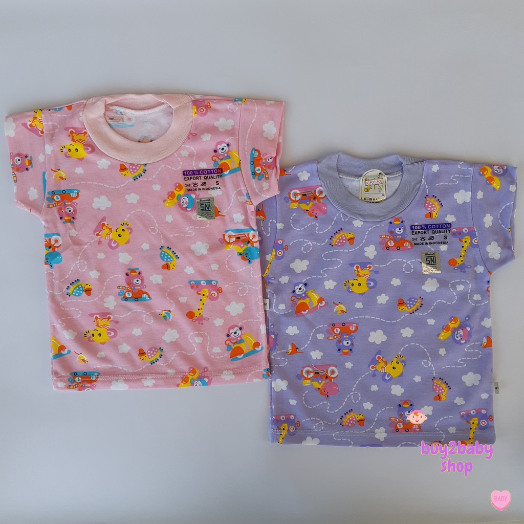 Kaos Oblong Bayi Rimoshi Full Print Warna Ukuran S, M, L, XL 1 PCS