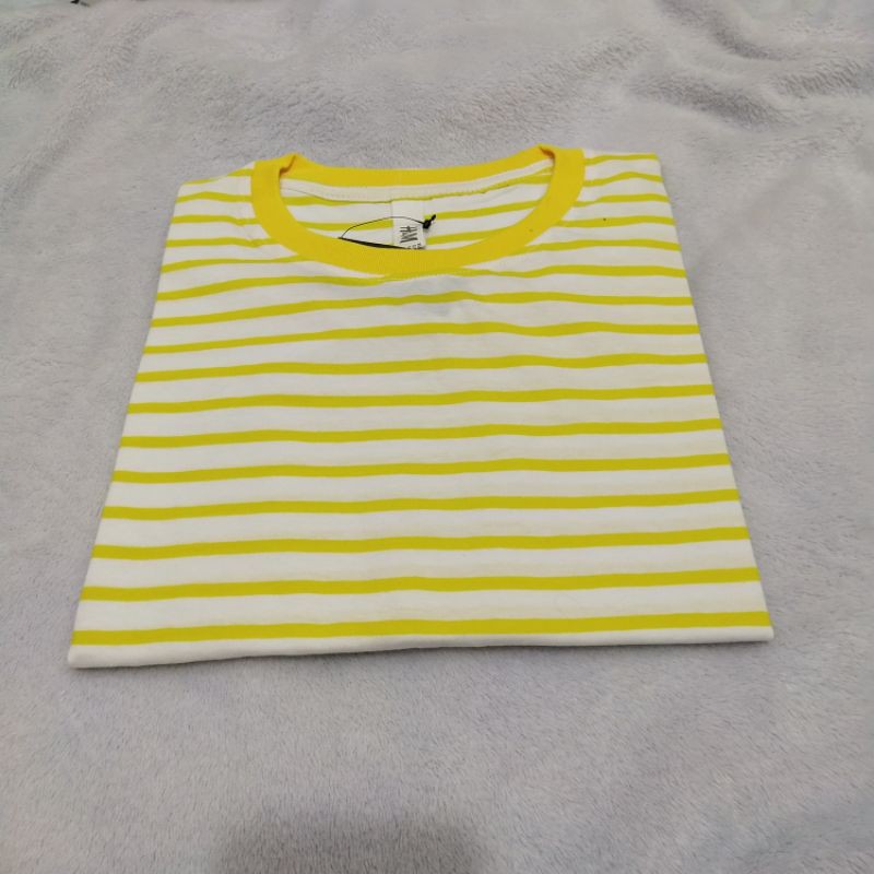 kaos stripe salur tangan pendek cowok cewek