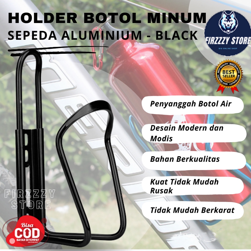 TaffSPORT Holder Botol Minum Sepeda Aluminium - Black