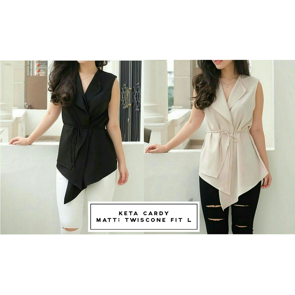 [keta RO] cardigan Wanita Twiscont Hitam / Cream