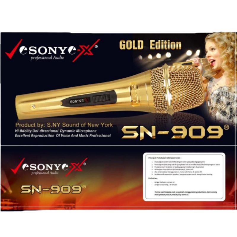 Microfon Sony Gold SN 909 Mic Karaoke // Mic Masjid ORIGINAL GOLD