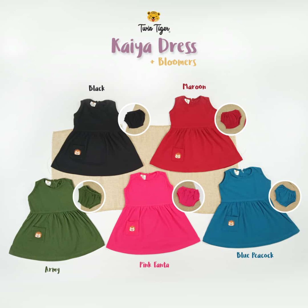 NEW EDITION Twin Tiger Dress Kantong / Pocket Dengan Bordir Dress Anak Perempuan Kaiya ROK ANAK 6 bln - 3 Tahun