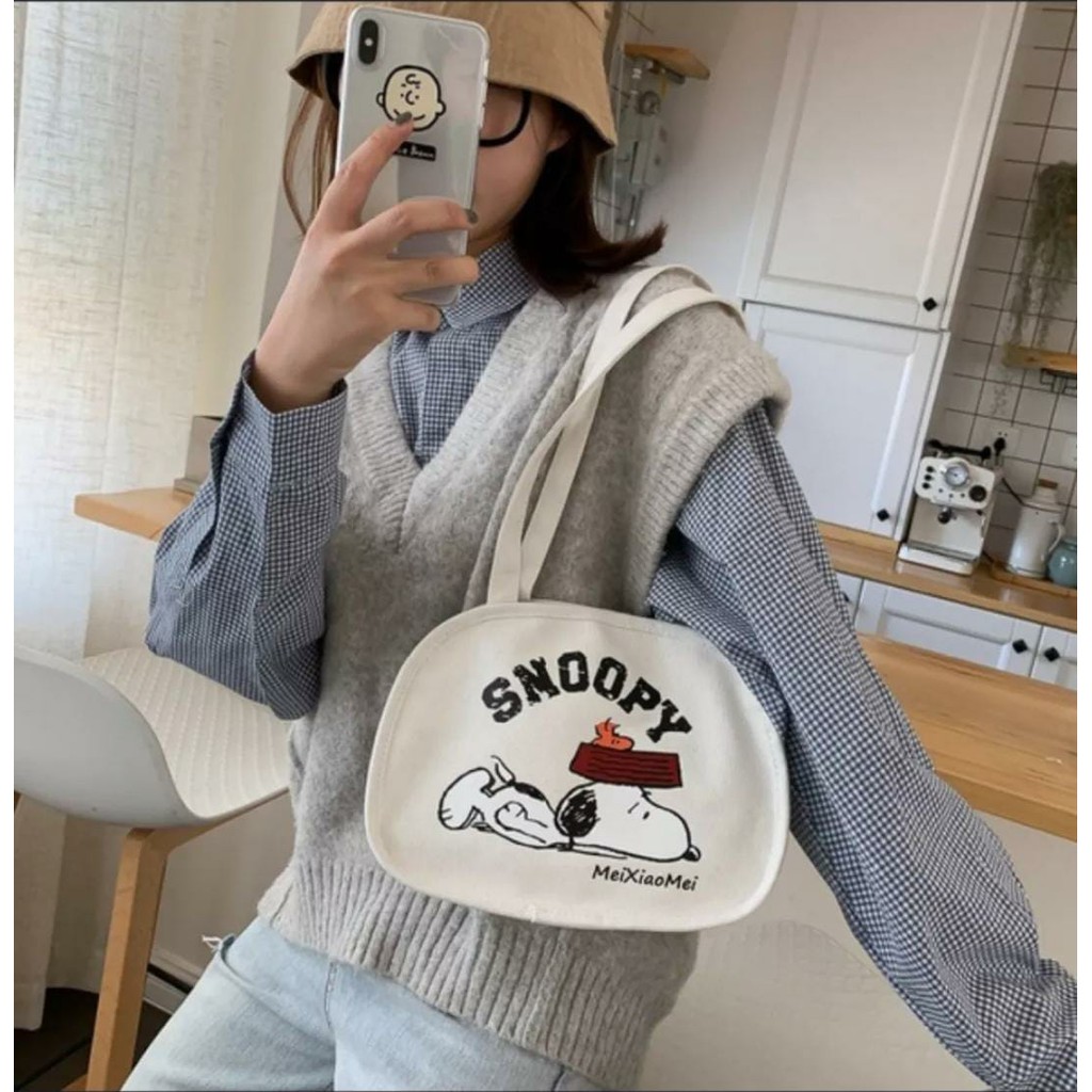 HANABI shoulderbag SNOOPY handbag tas tenteng tas totebag cewek tas murah tas lucu