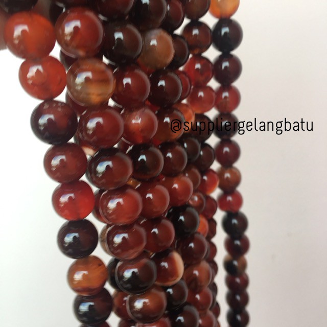 carnelian Bahan Gelang kalung black red Agate Natural Stone 12mm akik supplier pasar tanah abang