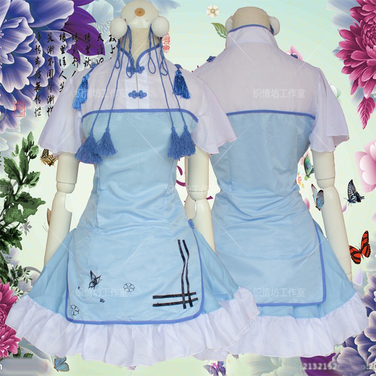 CC-97 blue cheongsam dress china baju cina cosplay kostum anime