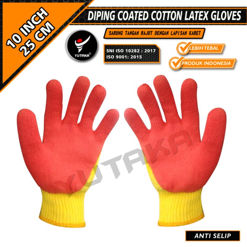 Sarung Tangan Katun Kombinasi karet Latex  heavy Grip Anti Slip