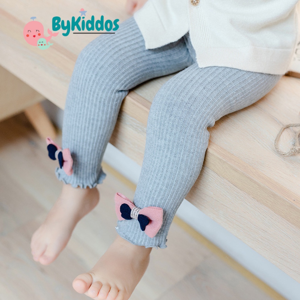 ByKiddos - Celana Legging Anak Perempuan Import / Legging Bergaris Vertical Anak Perempuan Motif Pita