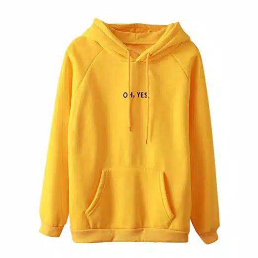 (BISA COD) SWEATER HOODIE WANITA OH YES FIT L | FASHION WANITA | KOREAN STYLE M-L-XL-Oh yes Kuning