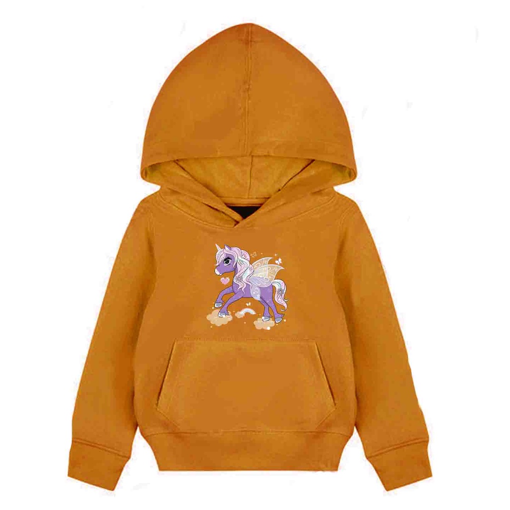 Hoodie Anak Purple Unicorn Sweater Pakaian Fleece  M - XL