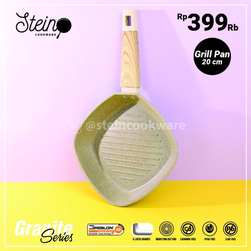 STEIN COOKWARE IVORY SET GRILL SQUARE 20CM + WOK 1 HANDLE 30CM LID