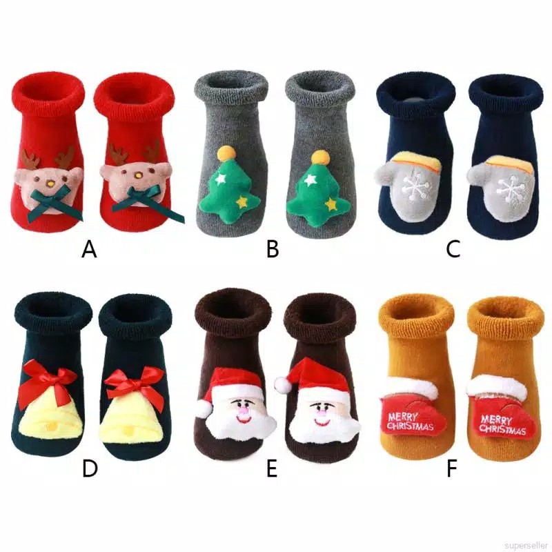 Kaos Kaki Tebal Edisi Natal untuk Bayi Usia 0-3 Tahun Super High Quality