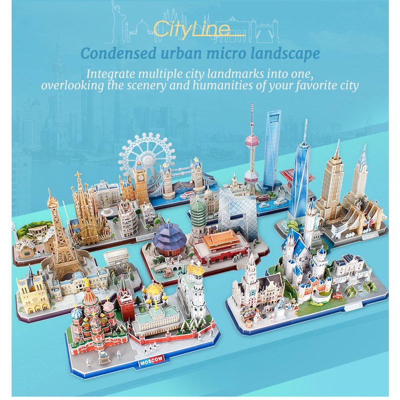 Cubicfun CityLine - Cubic Fun CityLines - Pajangan Miniature Kota - Koleksi Pajangan Rumah