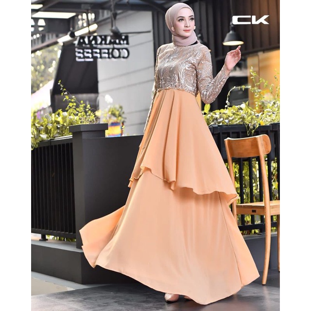 AMEERA DRESS MUSLIM MODERN GAMIS TULLE PESTA LEBARAN WISUDA