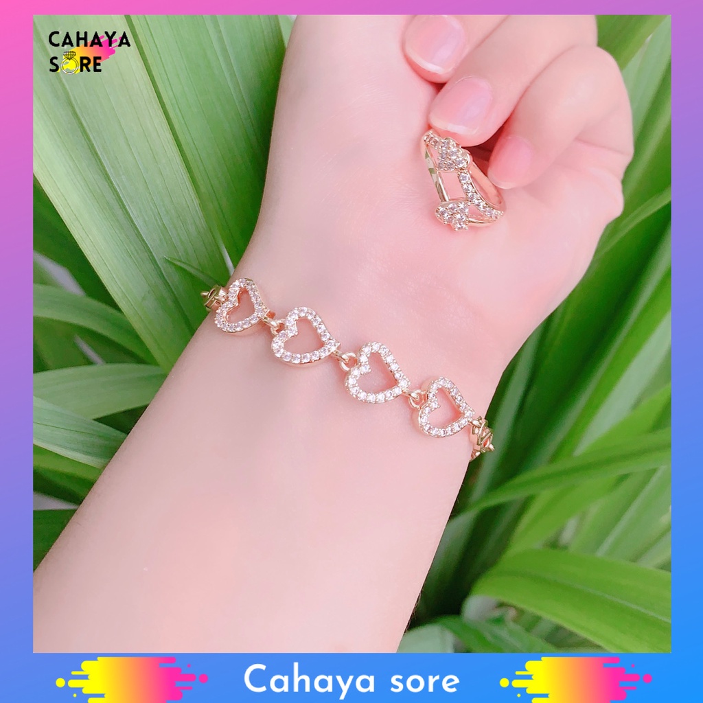 Gelang Xuping Gold Gelang Tangan Dewasa Rantai Permata Cantik Free Cincin GFC01