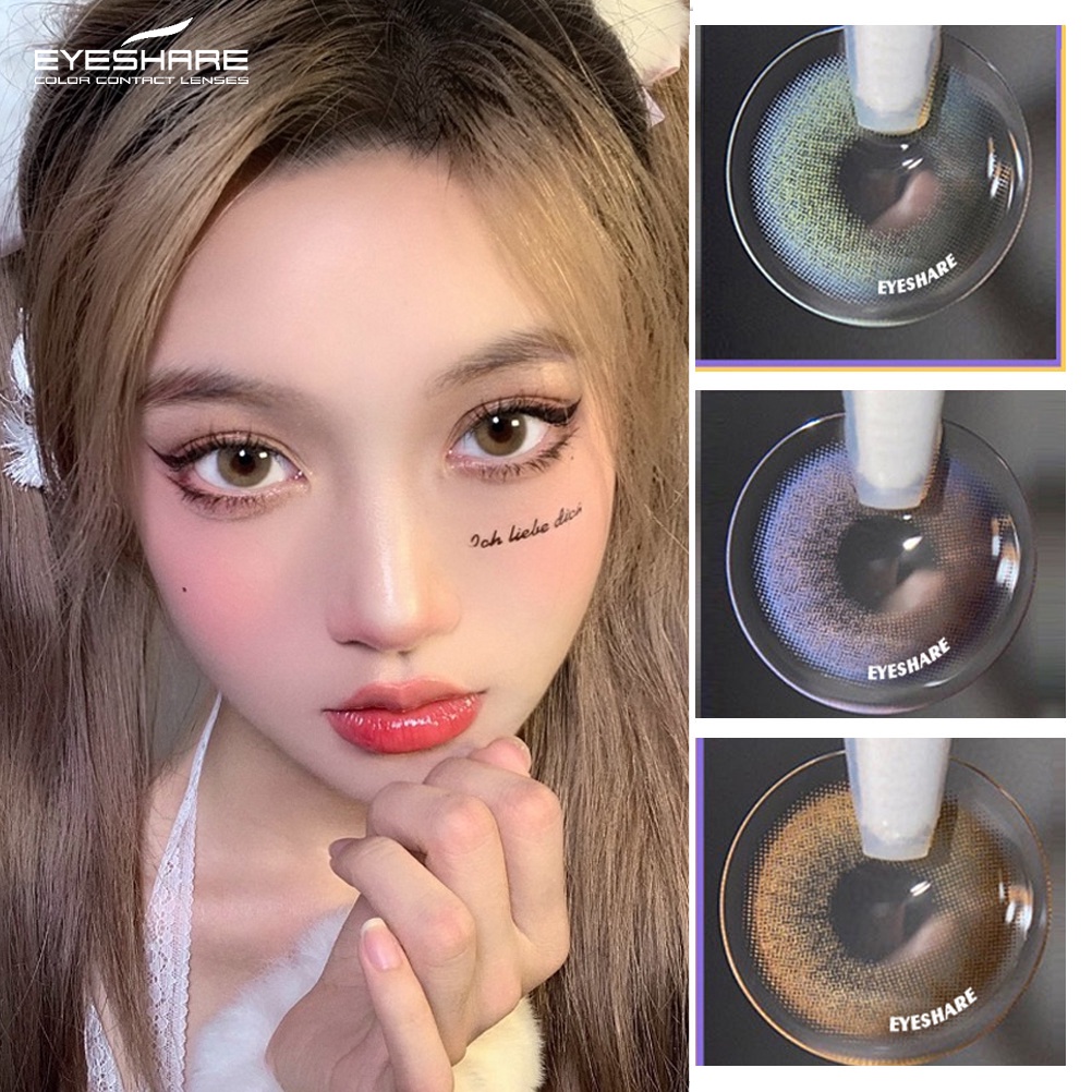 [★COD★]Hijau Lucu Musim Panas~NEW JEWEI-GRENN PURPLE~Softlens DIA-14.2mm NORMAL / Softlense BROWN / GEL Lensa Kontak/Mata Kore softlens soflens/Seri alami