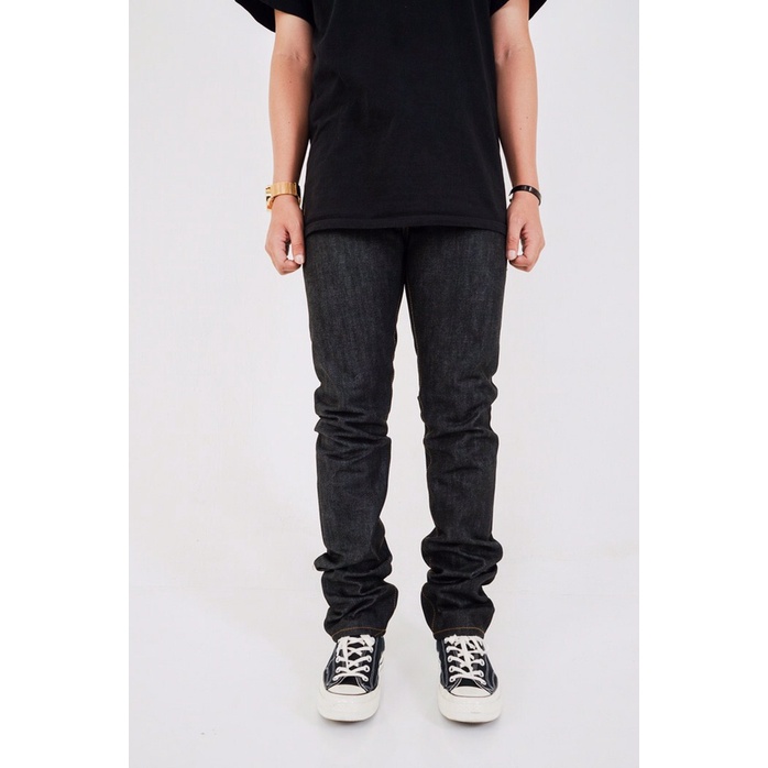 SVGE DENIM “Velmore” Black Indigo 14oz Raw Stretch Denim - Black Indigo, 30