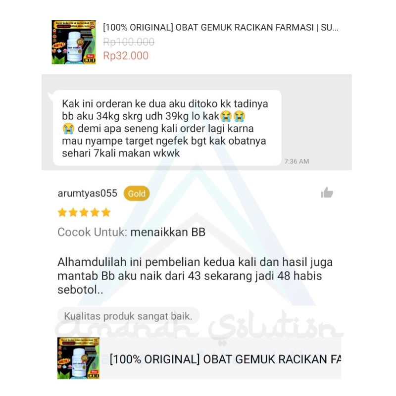 [100% ORIGINAL] OBAT GEMUK RACIKAN FARMASI | SUPLEMEN PENAMBAH BERAT BADAN | OBAT PENGGEMUK BADAN AMPUH