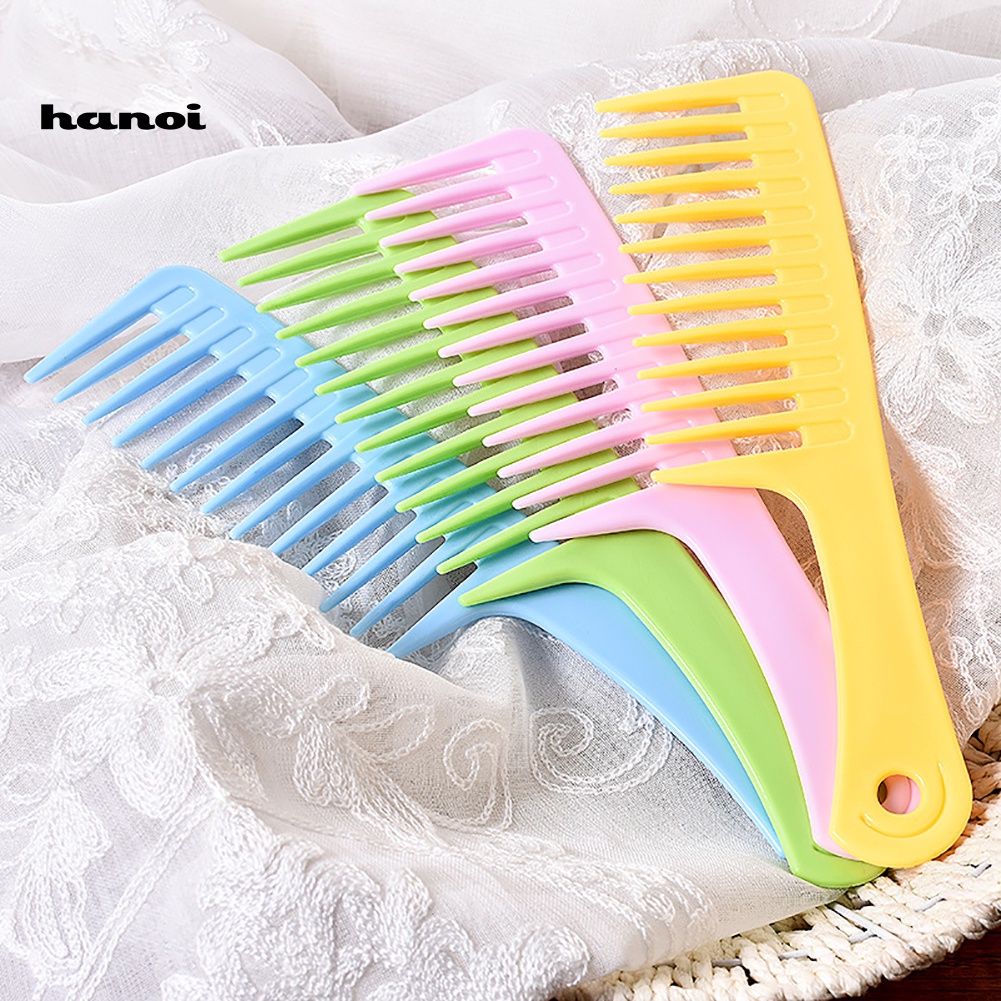 Han_ 2Pcs / Set Sisir Gigi Lebar Anti Kusut Untuk Rambut Lurus / Keriting / Gelombang